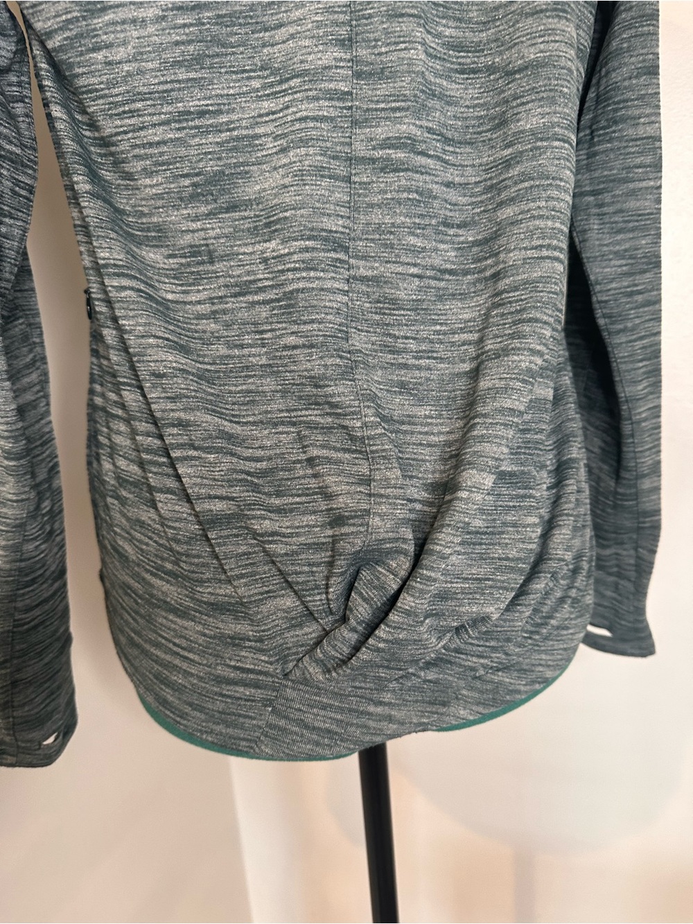Heathered Teal Grey Long Sleeve Crew Top - Picture 7 of 11